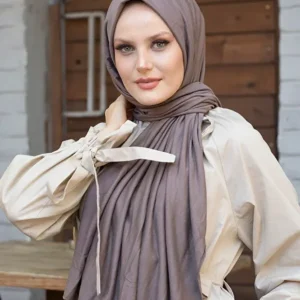 Hijab - Stretch Jersey - Mörkbeige - Image 1