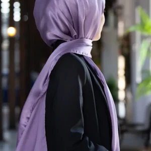 Hijab - Metallisk Satin Slöja - Ljuslila - Image 1