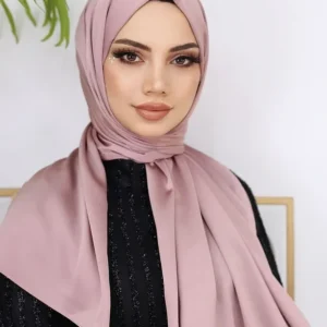 Hijab - Metallisk Satin Slöja - Pudra - Image 1