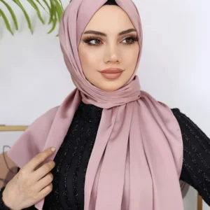 Hijab - Metallisk Satin Slöja - Pudra - Image 3