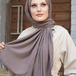 Hijab - Stretch Jersey - Mörkbeige - Image 2