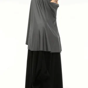 En Del Sandi Lycra Hijab Med Extra Elastisk Bakom- Grå - Image 4