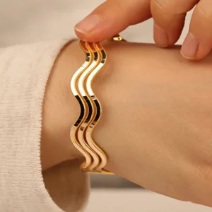Waveline Armband I Rostfritt Stål - Guld - Image 3