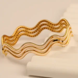 Waveline Armband I Rostfritt Stål - Guld - Image 5