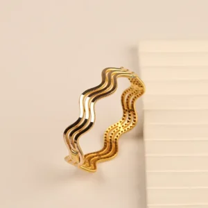 Waveline Armband I Rostfritt Stål - Guld - Image 6