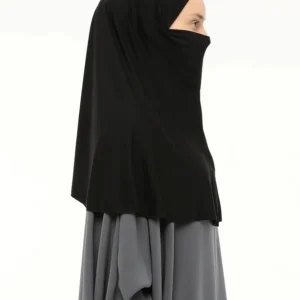 En Del Elastisk Sandi Lycra Hijab - Svart - Image 4