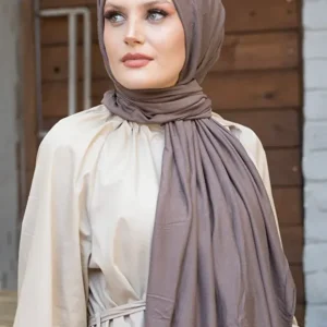 Hijab - Stretch Jersey - Mörkbeige - Image 3