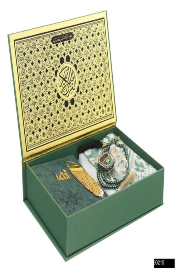 Grön Koran Set med Koran, tesbih och lässeparator i elegant sketchbox Islamiskt gåvoset i grönt, perfekt för Ramadan och Eid Komplett andaktsset för barn och vuxna med grön Koran och tillbehör