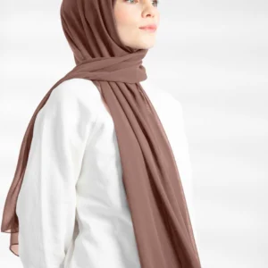 Crepe Chiffong Hijab - Brun -Färgkod 11 - Image 4