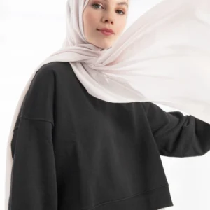 Crepe Chiffon Hijab - Vit - Färgkod 15 - Image 4