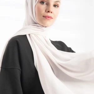 Crepe Chiffon Hijab - Vit - Färgkod 15 - Image 3