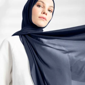 Crepe Chiffong Hijab - Marinblå -Färgkod 23 - Image 3