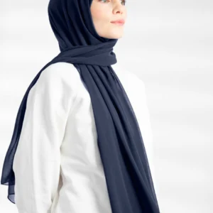 Crepe Chiffong Hijab - Marinblå -Färgkod 23 - Image 5