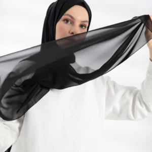 Crepe Chiffong Hijab - Svart - Färgkod 25 - Image 6