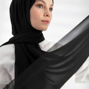 Crepe Chiffong Hijab - Svart - Färgkod 25 - Image 5