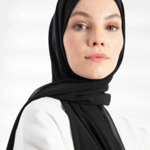 Crepe Chiffong Hijab - Svart - Färgkod 25 - Image 4