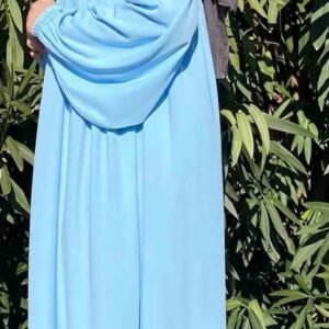 3 - Delars Medina Silk Abaya Set - Khimar Och Niqab - Himmelsblå - Image 3