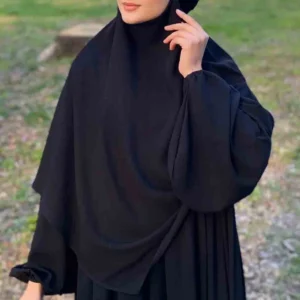 3 - Delars Medina Silk Abaya Set - Khimar Och Niqab - Svart - Image 5