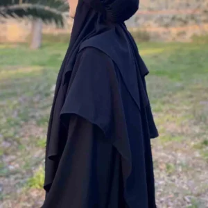 3 - Delars Medina Silk Abaya Set - Khimar Och Niqab - Svart - Image 3