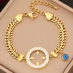 “Guldarmband i rostfritt stål med minimalistisk design” “Elegant unisex armband i guldfinish för vardag och fest” “Hållbart armband i rostfritt stål med lyxig guldfärg”