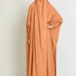 Orange jilbab abaya i Dubai-tyg med lös passform En-del jilbab abaya orange för Ramadan och bön Elegant orange abaya med modest design