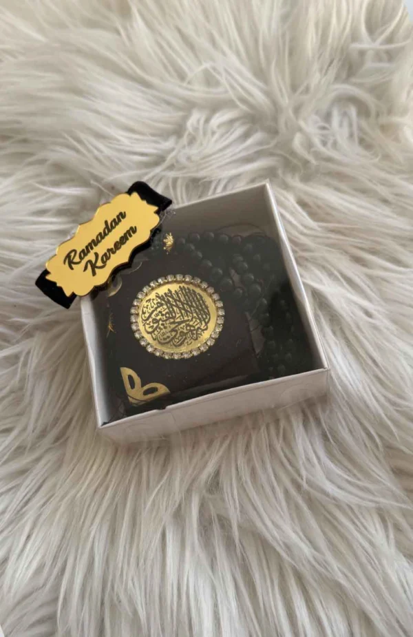 Svart radband med högkvalitativa pärlor och sammetbok Elegant Ramadanpresent för bön och reflektion Symbolisk gåva för andakt under Ramadan och Eid