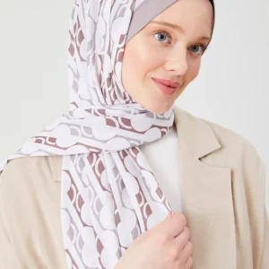 Hijab - Medina Silk Monstrad - Brun - Image 5