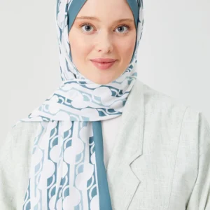 Hijab - Medina Silk Monstrad - Blå - Image 3