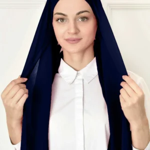 Instant chiffon hijab med underslöja - Marinblå - Image 5