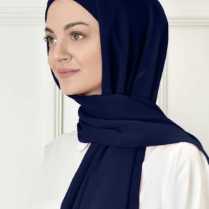 Instant chiffon hijab med underslöja - Marinblå - Image 3