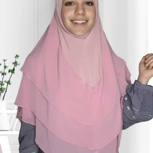 Khimar i tre lager - Rosa - Image 3