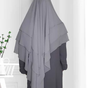 Khimar i tre lager - Grå - Image 2