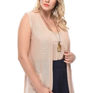 Lång Stickad Väst - Rosa - Image 3