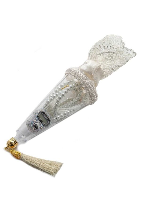 Radband med digital räknare i vitt för Ramadan och böneaktiviteter Elegant Vit radband med ergonomiska pärlor och praktisk display Digitalt radband (tasbih) med lång batteritid för daglig dhikr