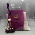 “Ramadan Present set med radband, bönematta och bok” “Elegant gåva för Ramadan och Eid med religiösa tillbehör” “Andlig presentset med radband och bönematta för muslimska kvinnor”