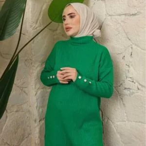 Ribbstickad Set - Grön - Image 4