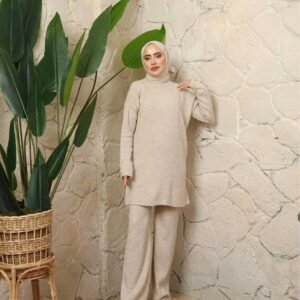 Ribbstickad Set - Ljusbiege - Image 5