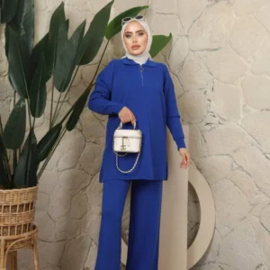 Ribbstickad Set Tröja Och Byxor - Blå - Image 4