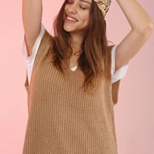 Ribbstickad Slipove - Beige - Image 6