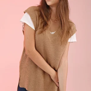 Ribbstickad Slipove - Beige - Image 4