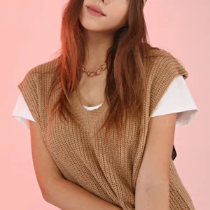 Ribbstickad Slipove - Beige - Image 3