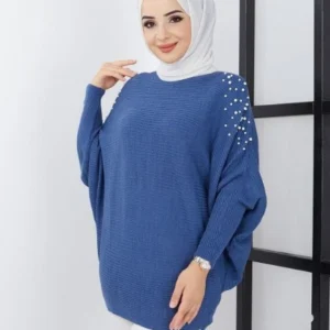 Ribbstickad Tröja - Blå - Image 3