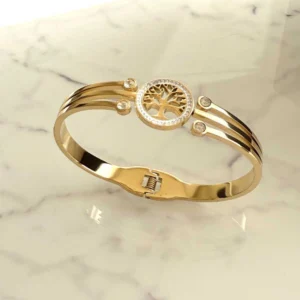 Rostfritt stål Livets Träd Armband - Guld - Image 1