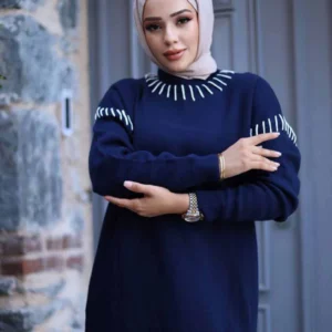 Tvådelad Stickad Kostym - Mörkblå - Image 3