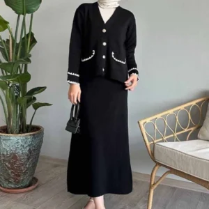 Tvådelat Stickat Kjolset - Svart - Image 4