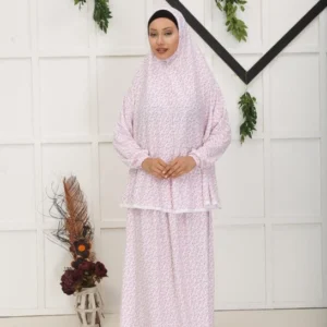 Tvådelat bönekläderset tillverkat av högkvalitativ bomull - Röd - Image 4