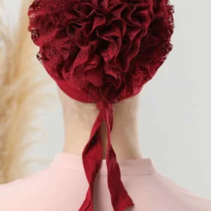 Underslöja med spets och extra volym - Mörkröd - Image 5