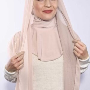Instant chiffon hijab ninja cap - ljusbeige rosa - Image 1