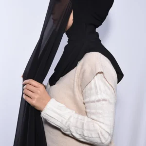 Instant Premium Chiffon Hijab Ninja Cap - Svart - Image 3