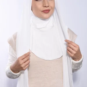 Instant Premium Chiffon Hijab Ninja Cap - Vit - Image 5